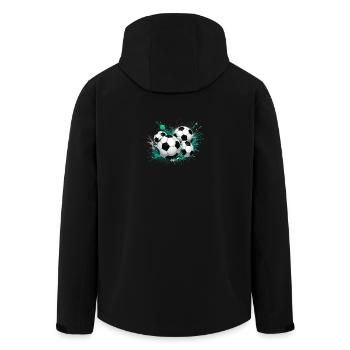 Das Fußballdesign zum Großereignis - Recycelte Männer Softshell-Jacke von Stanley/Stella - Schwarz - Hinten - AI Model Male 185 light (185cm)