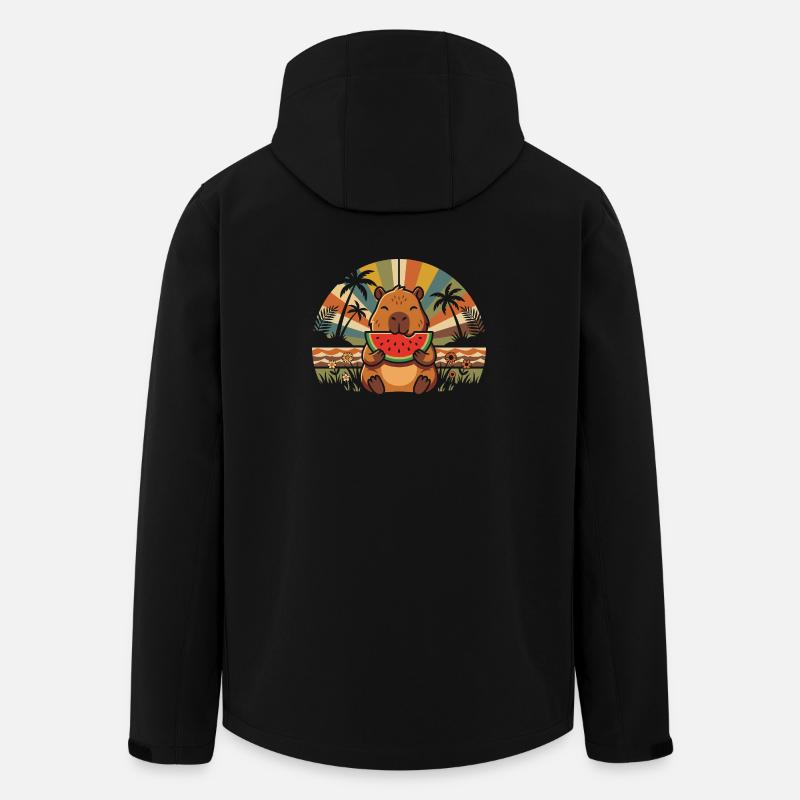 Kuschelbär am Strand mit Wassermelone - Recycelte Männer Softshell-Jacke von Stanley/Stella - Schwarz