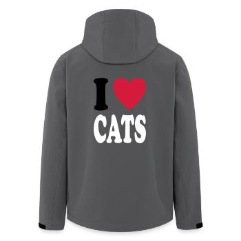 I love CATS - Men’s Recycled Softshell Jacket by Stanley/Stella - anthracite - Back - AI Model Male 185 light (185cm)