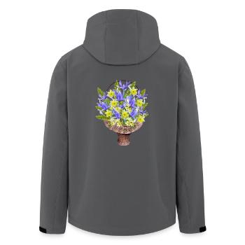 flowers lilies tulips orchids sunflower dahlia ger - Men’s Recycled Softshell Jacket by Stanley/Stella - black - Back - AI Model Male 185 light (185cm)