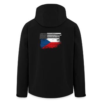 Flag Fusion US Czech - Men’s Recycled Softshell Jacket by Stanley/Stella - black - Back - AI Model Male 185 light (185cm)