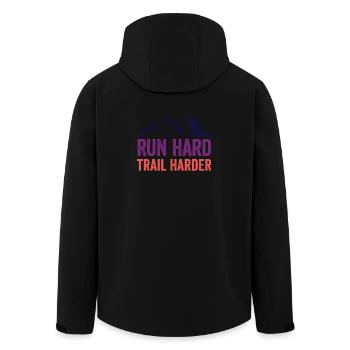 Run Hard. Trail Harder. - Men’s Recycled Softshell Jacket by Stanley/Stella - black - Back - AI Model Male 185 light (185cm)