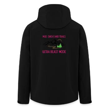 Ultra Running - Mud, Sweat and Trails - Men’s Recycled Softshell Jacket by Stanley/Stella - black - Back - AI Model Male 185 light (185cm)