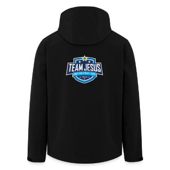 TEAM JESUS UNITED PRAY-ERS - Recycelte Männer Softshell-Jacke von Stanley/Stella - Schwarz - Hinten - AI Model Male 185 light (185cm)