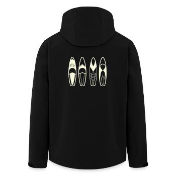 Minimalistische abstrakte Surfbretter - Recycelte Männer Softshell-Jacke von Stanley/Stella - Schwarz - Hinten - AI Model Male 185 light (185cm)