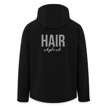 Coiffeuse de mariage – Coiffeuse de mariée beauté - Veste softshell homme en polyester recyclé Stanley/Stella - noir - Dos - AI Model Male 185 light (185cm)
