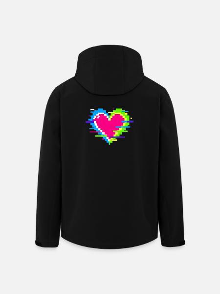 Pixelherz Neon Glitch Regenbogen - Recycelte Männer Softshell-Jacke von Stanley/Stella - Schwarz