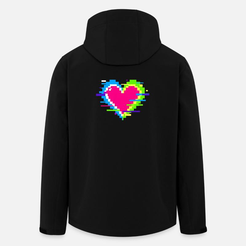 Pixel Heart Neon Glitch Rainbow - Men’s Recycled Softshell Jacket by Stanley/Stella - black