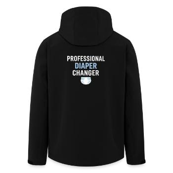 PROFESSIONAL DIAPER CHANGER Shirt - Parents Humor - Men’s Recycled Softshell Jacket by Stanley/Stella - black - Back - AI Model Male 185 light (185cm)