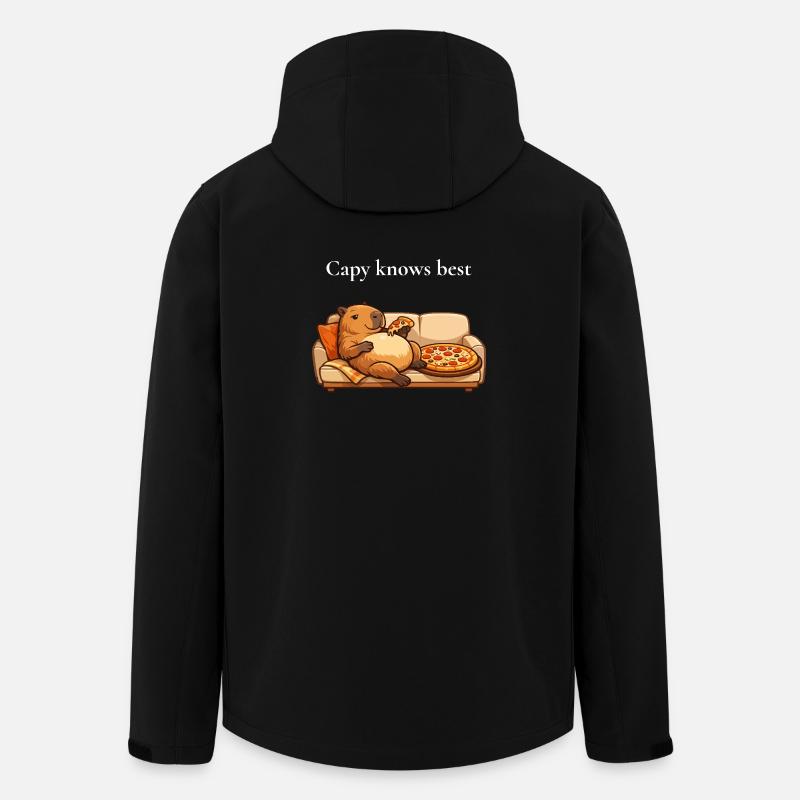 Capybara with pizza on sofa - Men’s Recycled Softshell Jacket by Stanley/Stella - black