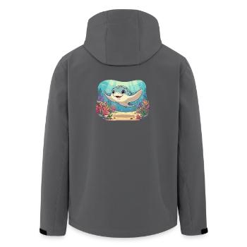Happy manta ray in the reef - Men’s Recycled Softshell Jacket by Stanley/Stella - black - Back - AI Model Male 185 light (185cm)