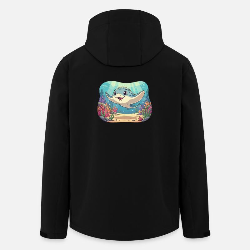 Fröhliche Manta im Riff - Recycelte Männer Softshell-Jacke von Stanley/Stella - Schwarz