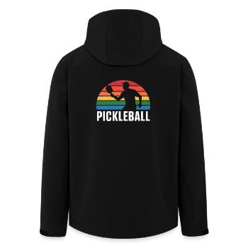 Pickleball Sunset Silhouette - Men’s Recycled Softshell Jacket by Stanley/Stella - black - Back - AI Model Male 185 light (185cm)