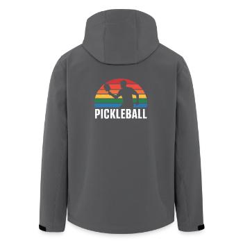 Pickleball Sunset Silhouette - Men’s Recycled Softshell Jacket by Stanley/Stella - anthracite - Back - AI Model Male 185 light (185cm)