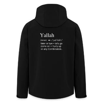 Yallah Arabische Erklärung - Recycelte Männer Softshell-Jacke von Stanley/Stella - Schwarz - Hinten - AI Model Male 185 light (185cm)