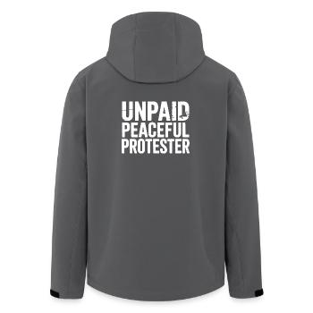 Unpaid Peaceful Protester Activist Saying Demo - Men’s Recycled Softshell Jacket by Stanley/Stella - anthracite - Back - AI Model Male 185 light (185cm)