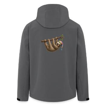 Paresseux mignon avec bonnet endormi – Motif animal relaxant - Veste softshell homme en polyester recyclé Stanley/Stella - noir - Dos - AI Model Male 185 light (185cm)