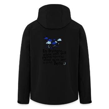 humour citation breton pluie bretagne message 1 - Veste softshell homme en polyester recyclé Stanley/Stella - noir - Dos - AI Model Male 185 light (185cm)