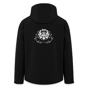 Nénuphar, lotus, fleur de lotus avec des feuilles. Yoga. - Veste softshell homme en polyester recyclé Stanley/Stella - noir - Dos - AI Model Male 185 light (185cm)