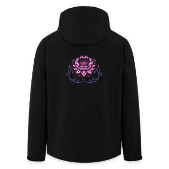 Lotus flower, lotus with leaves. Yoga. - Men’s Recycled Softshell Jacket by Stanley/Stella - black - Back - AI Model Male 185 light (185cm)