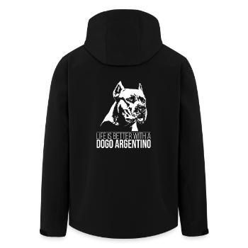 DOGO ARGENTINO La vie est meilleure chien disant Wilsigns - Veste softshell homme en polyester recyclé Stanley/Stella - noir - Dos - AI Model Male 185 light (185cm)