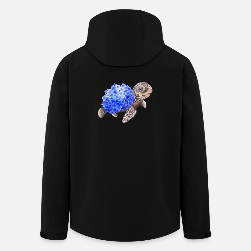 Schildkröte mit Hydrangea Hortensien - Recycelte Männer Softshell-Jacke von Stanley/Stella - Schwarz