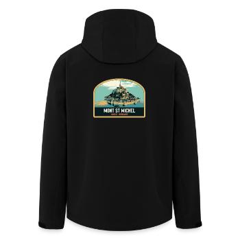 Panorama-Illustration des Mont Saint Michel - Recycelte Männer Softshell-Jacke von Stanley/Stella - Schwarz - Hinten - AI Model Male 185 light (185cm)
