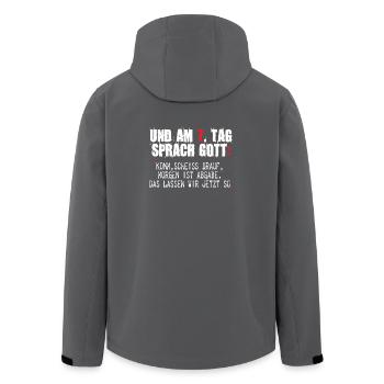 Graffiti-Style Protestgestaltung mit Zitaten - Recycelte Männer Softshell-Jacke von Stanley/Stella - Anthrazit - Hinten - AI Model Male 185 light (185cm)