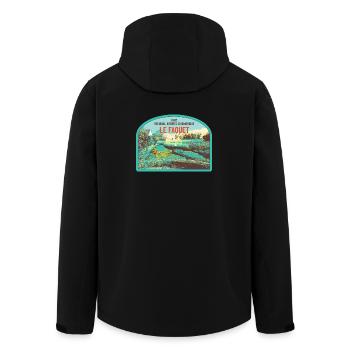 Faouet Landscape Badge: Breton Nature - Men’s Recycled Softshell Jacket by Stanley/Stella - black - Back - AI Model Male 185 light (185cm)