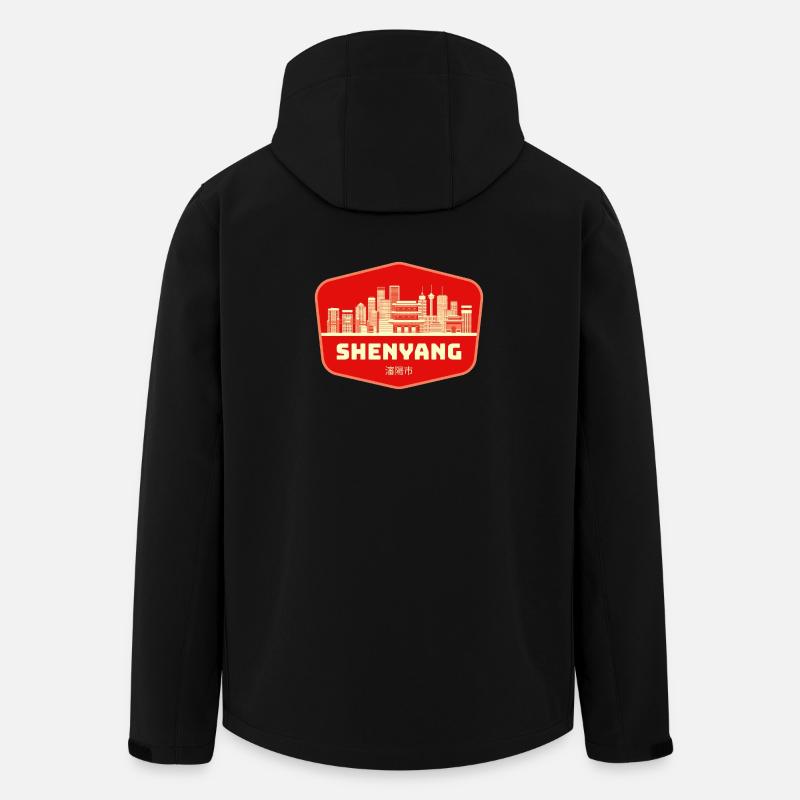 Shenyang Skyline Retro Abzeichen - Recycelte Männer Softshell-Jacke von Stanley/Stella - Schwarz