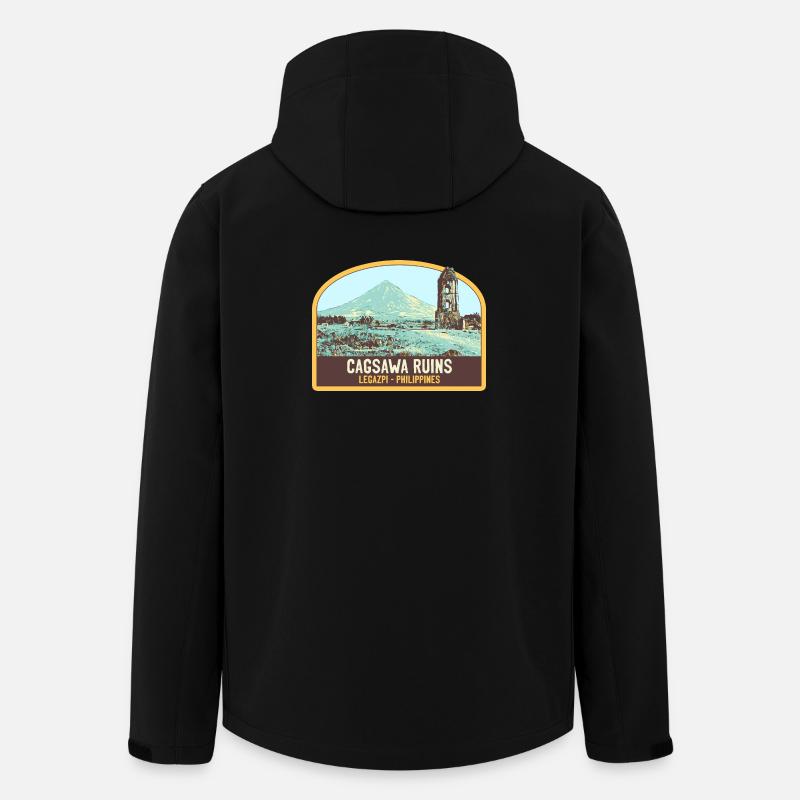 Ruines de Cagsawa, volcan Mayon, Philippines - Veste softshell homme en polyester recyclé Stanley/Stella - noir