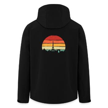 Sonnenuntergang Eiffelturm - Recycelte Männer Softshell-Jacke von Stanley/Stella - Schwarz - Hinten - AI Model Male 185 light (185cm)