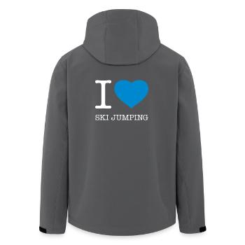 I LOVE SKI JUMPING - Men’s Recycled Softshell Jacket by Stanley/Stella - anthracite - Back - AI Model Male 185 light (185cm)