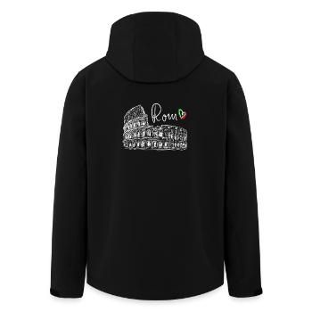 Handgezeichnetes Kolosseum Rom Weiß auf Schwarz - Recycelte Männer Softshell-Jacke von Stanley/Stella - Schwarz - Hinten - AI Model Male 185 light (185cm)