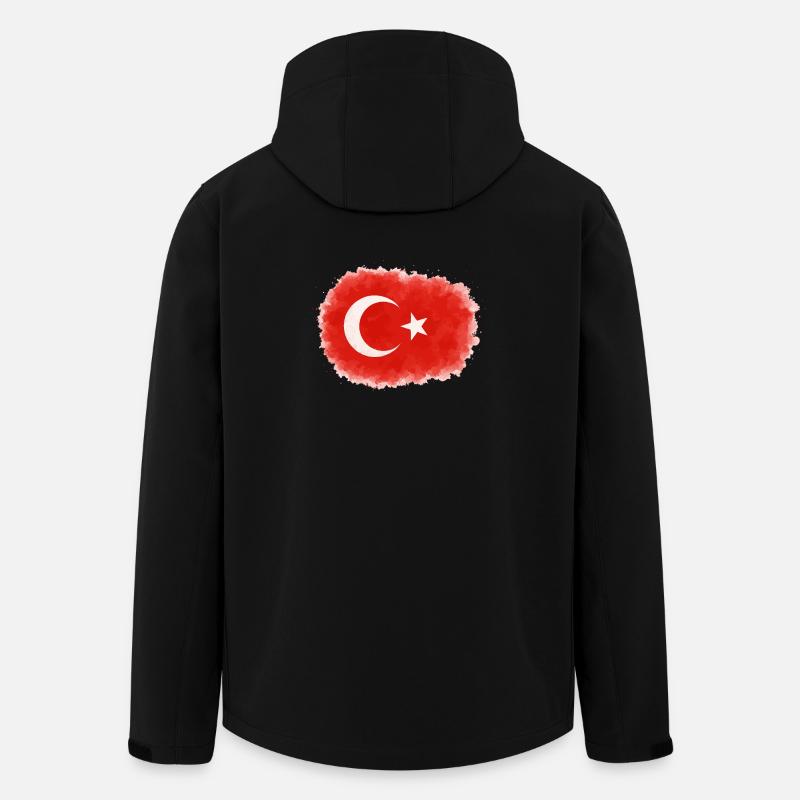 Drapeau de la Turquie - Veste softshell homme en polyester recyclé Stanley/Stella - noir