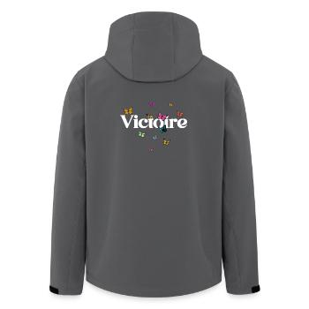 Beau prénom de fille avec des papillons VICTOIRE - Veste softshell homme en polyester recyclé Stanley/Stella - charbon - Dos - AI Model Male 185 light (185cm)
