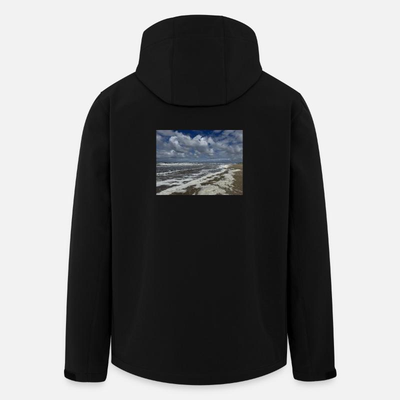 Magie côtière : vagues et nuages Hollande - Veste softshell homme en polyester recyclé Stanley/Stella - noir
