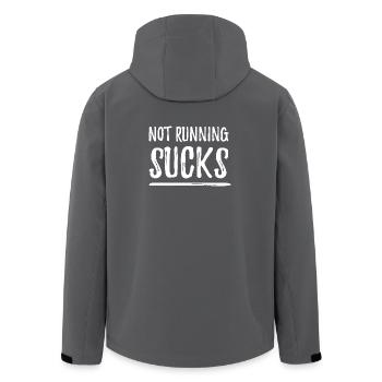 Not Running Sucks - Men’s Recycled Softshell Jacket by Stanley/Stella - black - Back - AI Model Male 185 light (185cm)