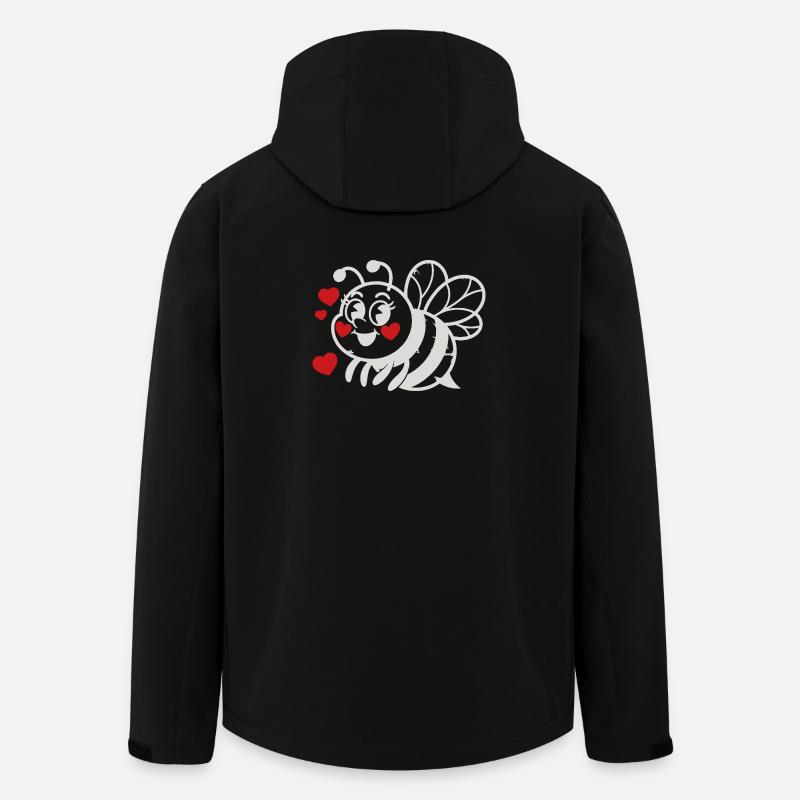 LoveBee Hearts: Niedliche Linienkunst-Biene - Recycelte Männer Softshell-Jacke von Stanley/Stella - Schwarz