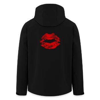 Kissing Lips Lipstick Gift Couples - Men’s Recycled Softshell Jacket by Stanley/Stella - black - Back - AI Model Male 185 light (185cm)