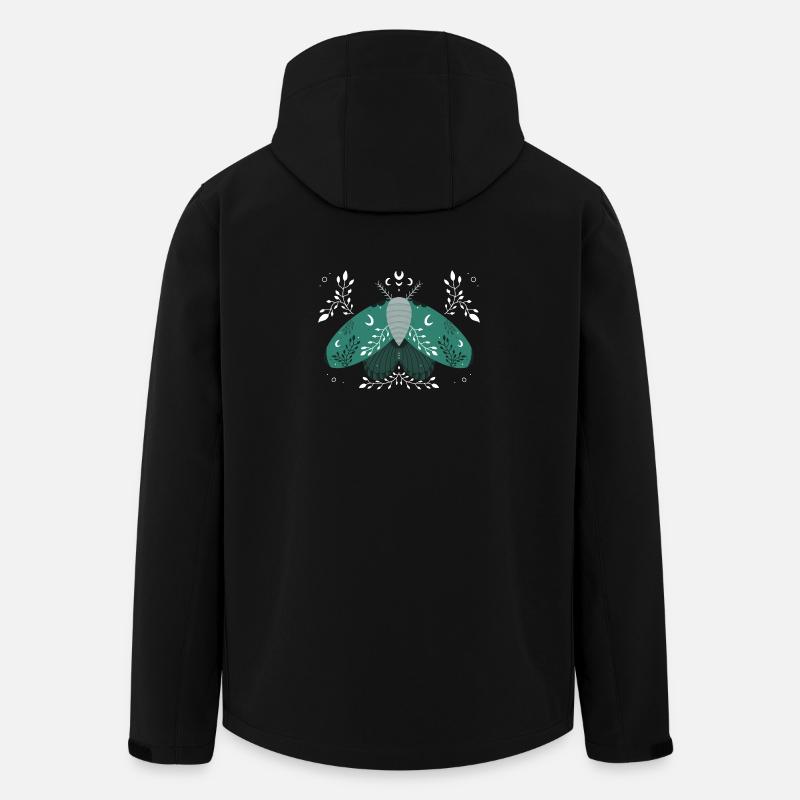 Papillon de nuit vert avec feuillage - Veste softshell homme en polyester recyclé Stanley/Stella - noir