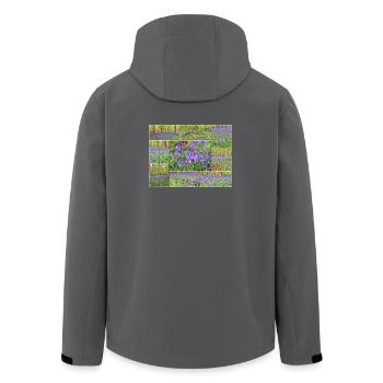 Purple Forest Wild Hyacinth Collage - Men’s Recycled Softshell Jacket by Stanley/Stella - black - Back - AI Model Male 185 light (185cm)