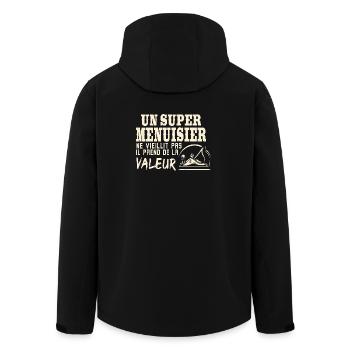 T-shirt Humour Menuisier Cadeau Original - Veste softshell homme en polyester recyclé Stanley/Stella - noir - Dos - AI Model Male 185 light (185cm)