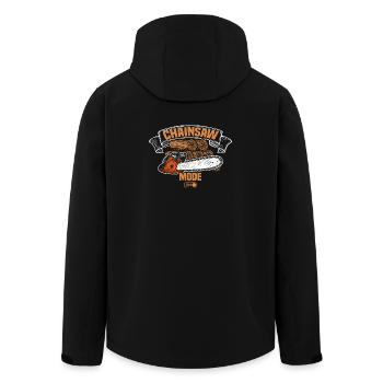Chainsaw fashion wood making lumberjack woodsman - Men’s Recycled Softshell Jacket by Stanley/Stella - black - Back - AI Model Male 185 light (185cm)