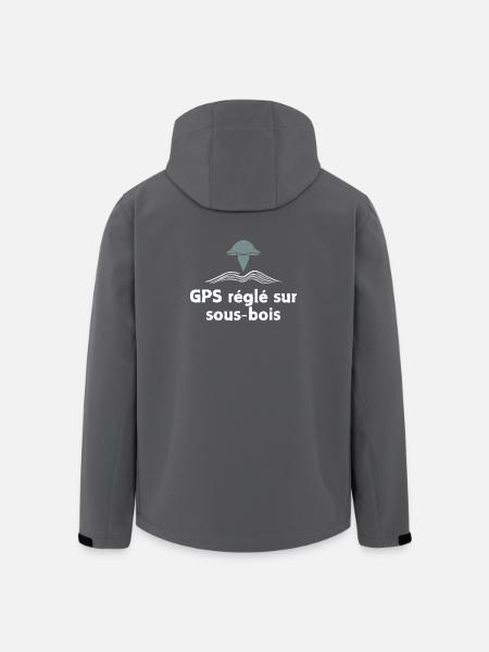 GPS règlé sur sous-bois champignon - Veste softshell homme en polyester recyclé Stanley/Stella - noir