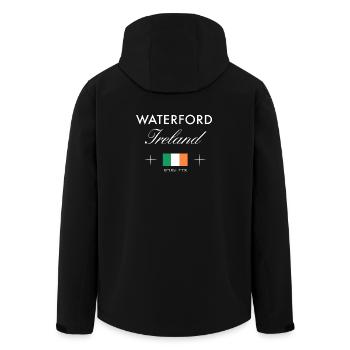 Waterford Ireland Coordinates Travel Souvenir - Men’s Recycled Softshell Jacket by Stanley/Stella - black - Back - AI Model Male 185 light (185cm)