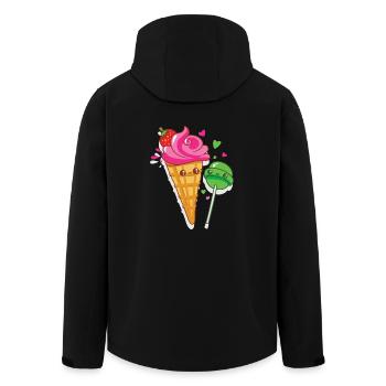 Happy ice cream and lollipops are in love - Men’s Recycled Softshell Jacket by Stanley/Stella - black - Back - AI Model Male 185 light (185cm)