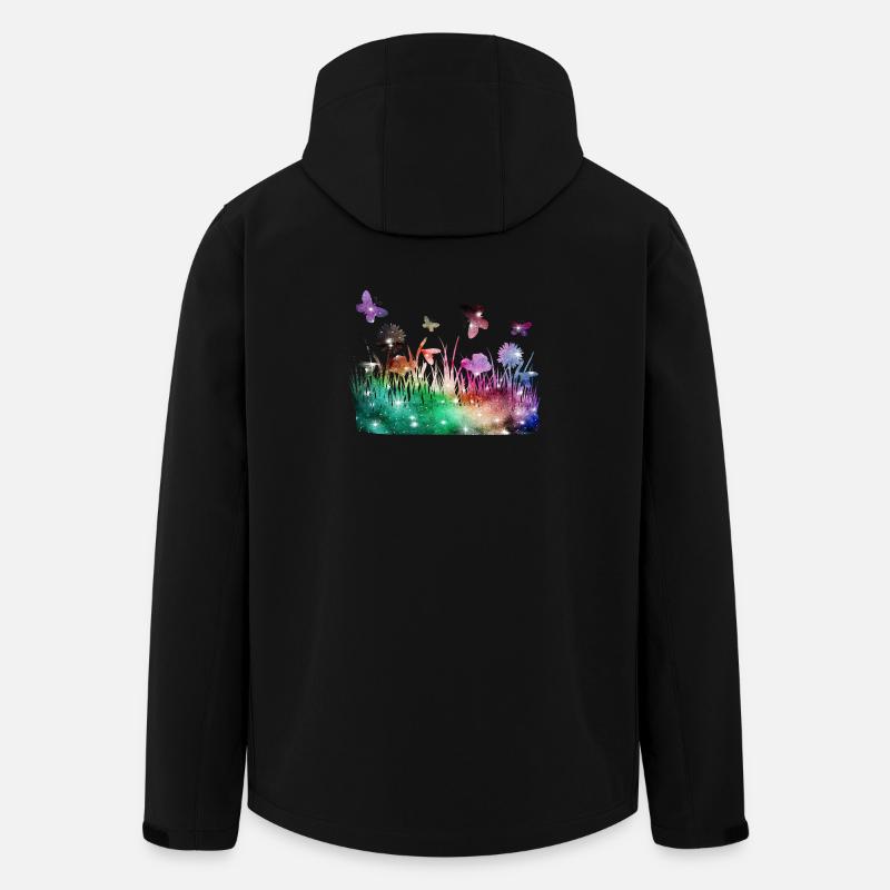Flower Meadow Galaxy Garden Butterflies - Men’s Recycled Softshell Jacket by Stanley/Stella - black