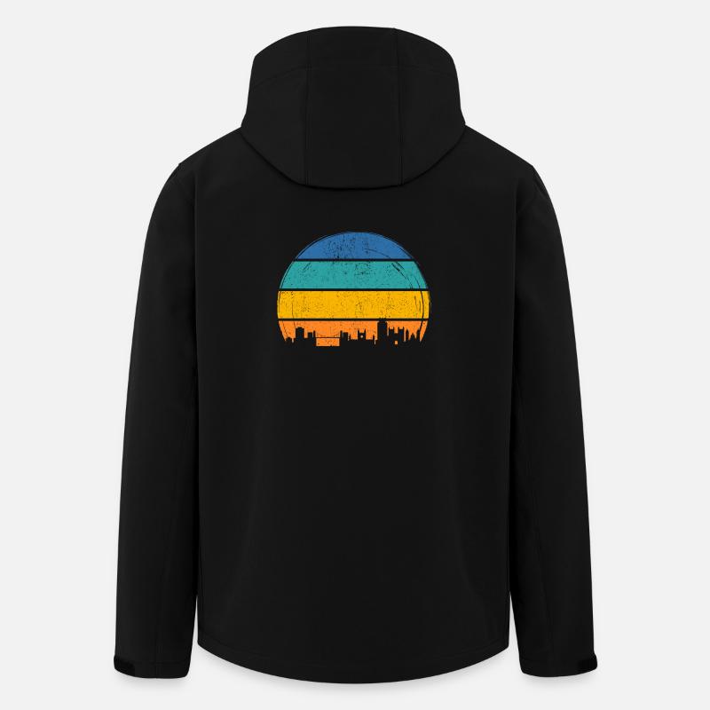 Sunset Skyline Streifen - Recycelte Männer Softshell-Jacke von Stanley/Stella - Schwarz