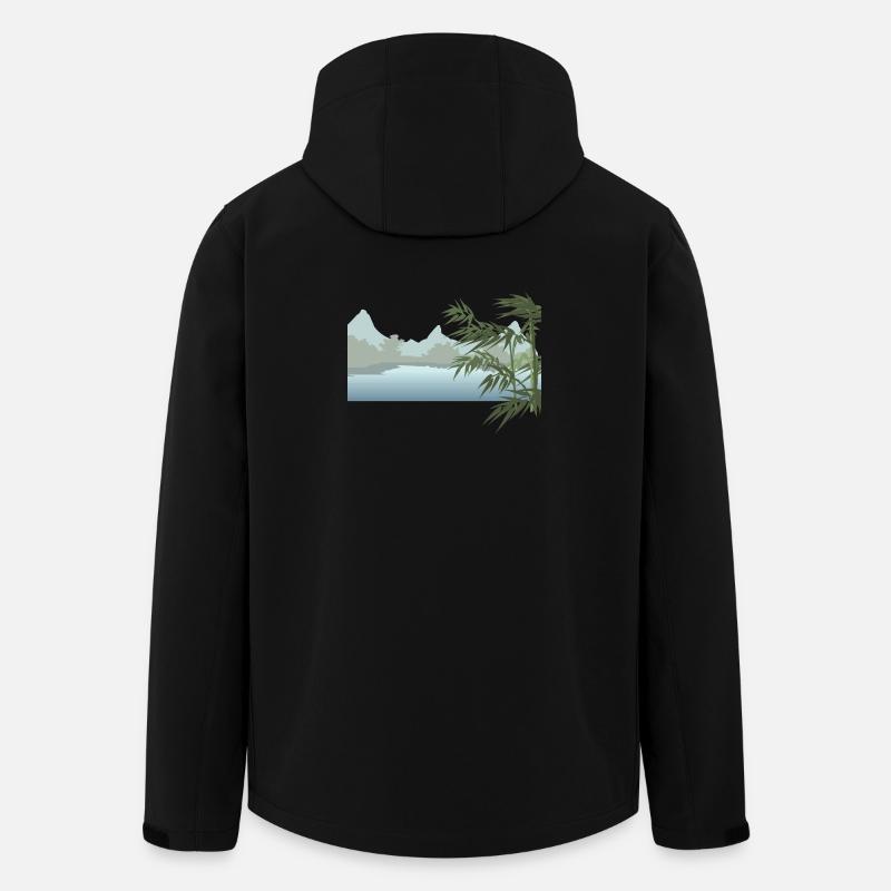 Flusslandschaft mit Palmenblätter - Recycelte Männer Softshell-Jacke von Stanley/Stella - Schwarz